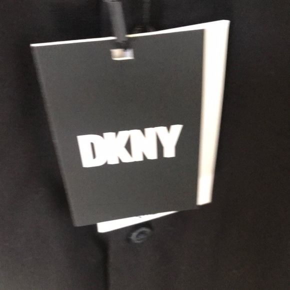 NWT DKNY Women’s Black/Grey Inside Collar Button Down Long Sleeve Shirt-Size L - Picture 5 of 7